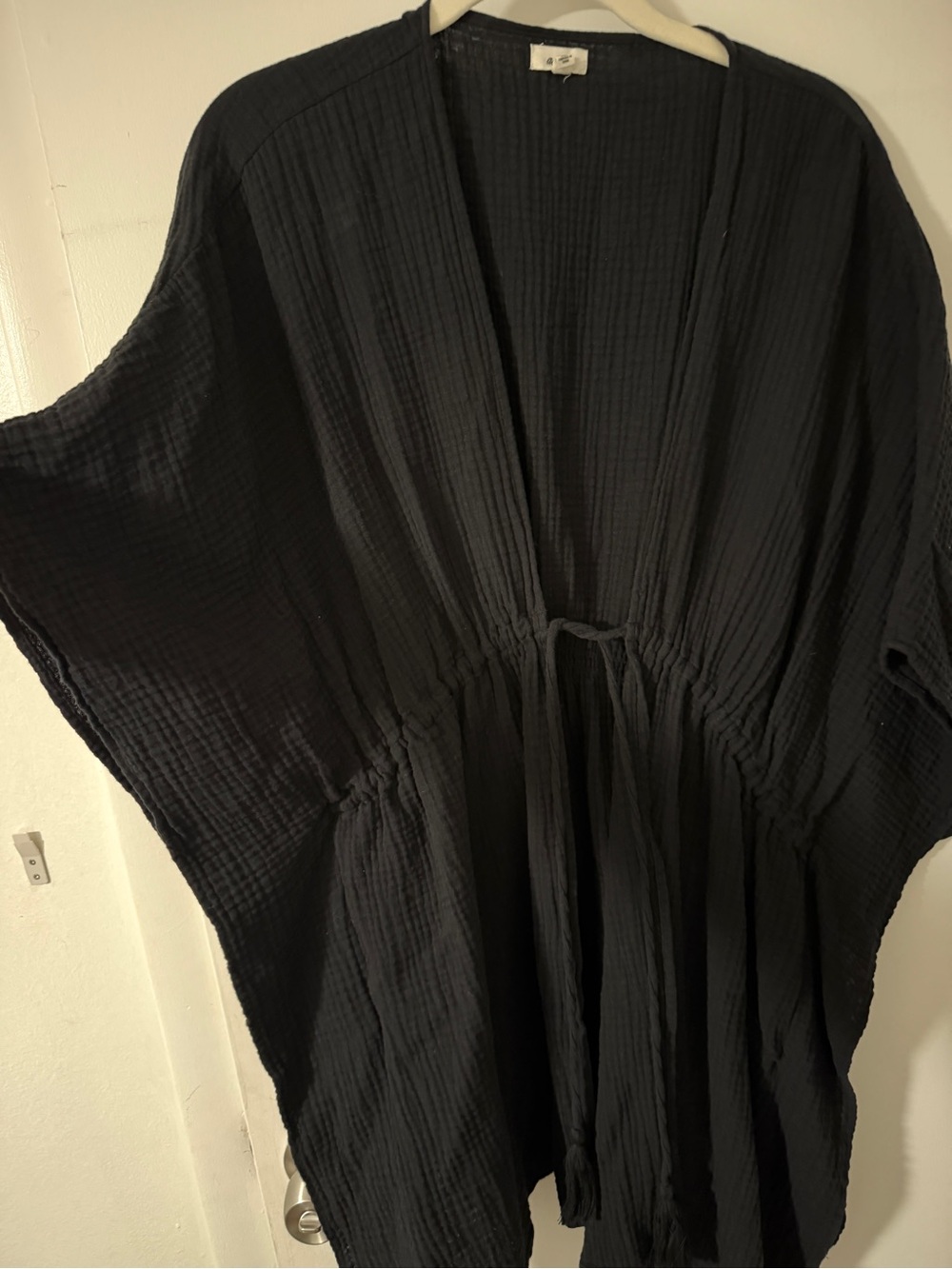 Aerie Women’s Black Gauze Kimono Swim Cover Up with Tie Waist - Picture 2 of 4